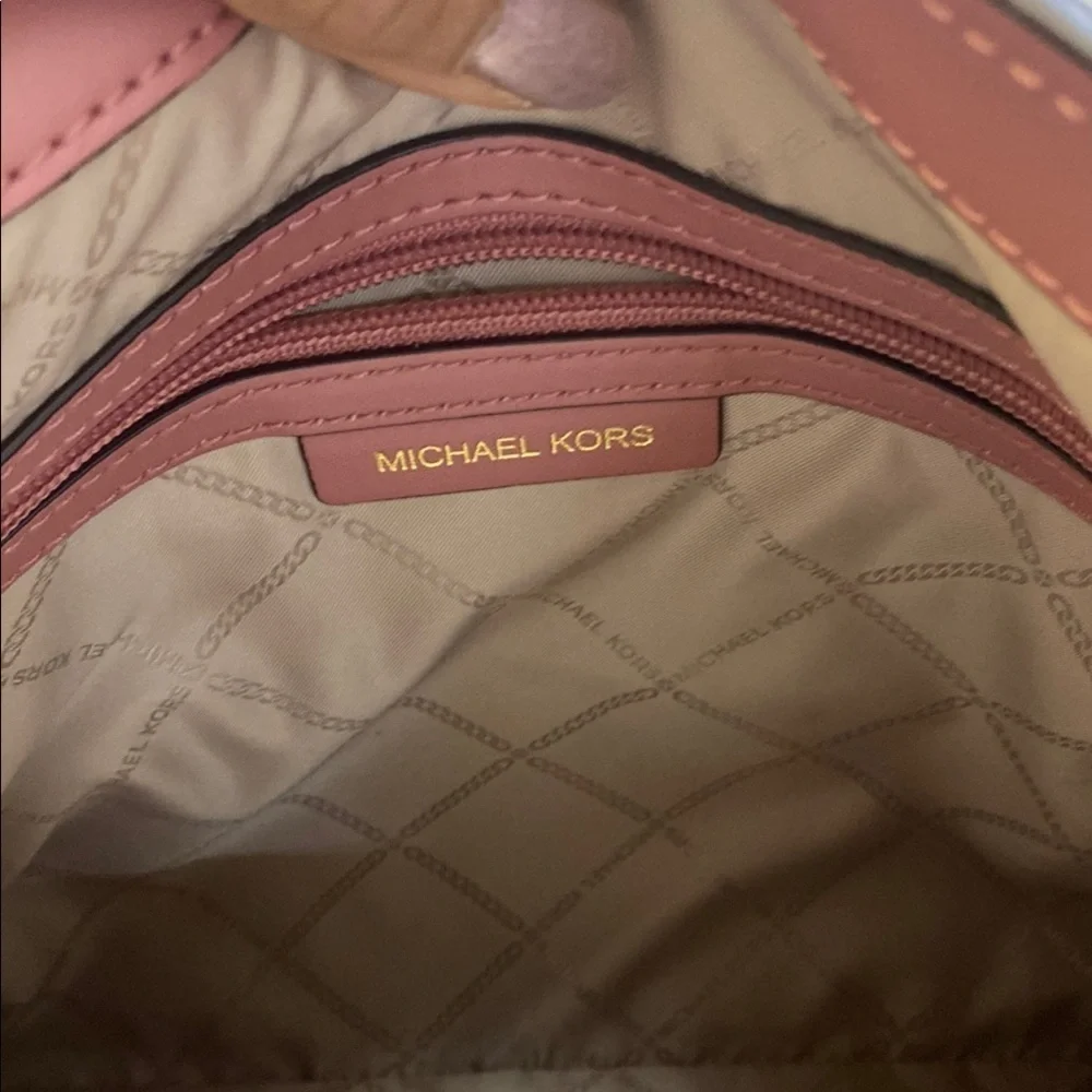 Michael Kors Pink Shoulder Bag with Gold Hardware